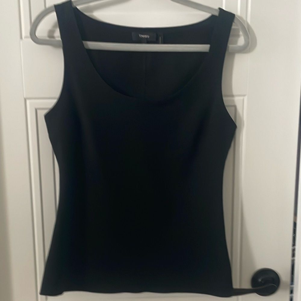 Theory Black Ponte Shell Sleeveless Top